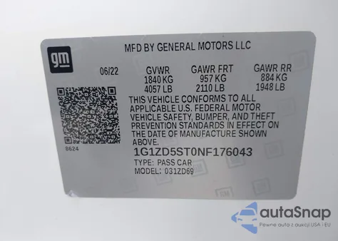 2022 Chevrolet Malibu Fwd Lt из США, поврежденный, VIN 1G1ZD5ST0NF176043